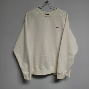 Y2K Vintage Nike Swoosh Crewneck Boxy Sweatshirt Large White Grey Pullover Mens